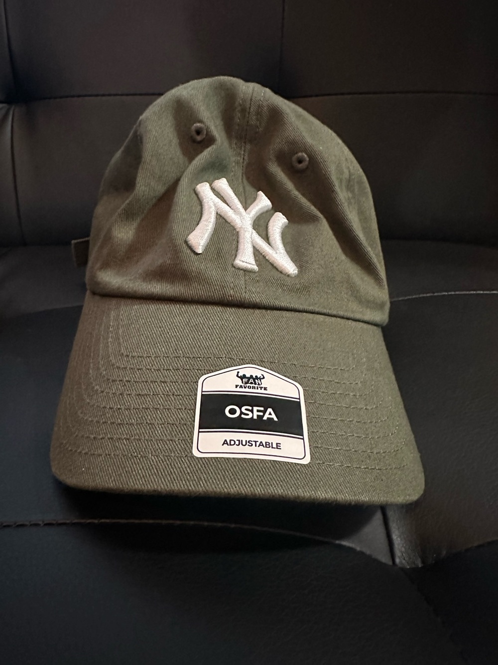 Genuine Merchandise Olive Green  NY Adjustable Cap with White Logo